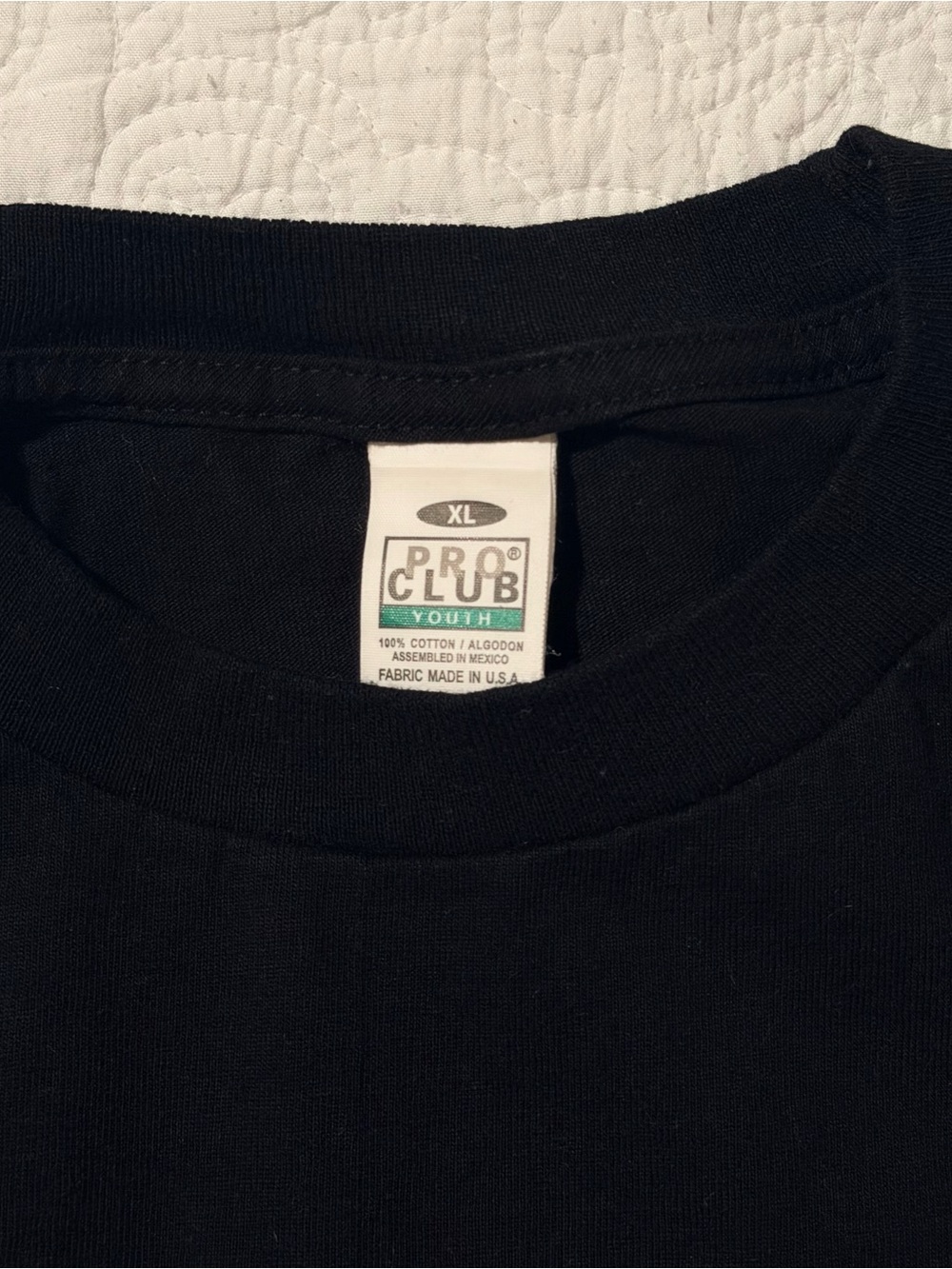 Pro Club Youth Short Sleeve Crew Neck Tee | Black | Size XL | 100% Cotton | New